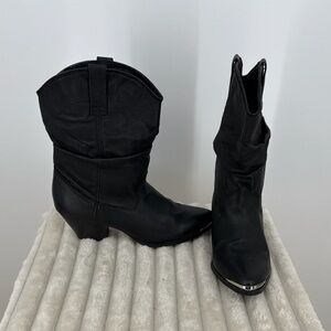 Vtg Dingo Black slouch  Western  Boots